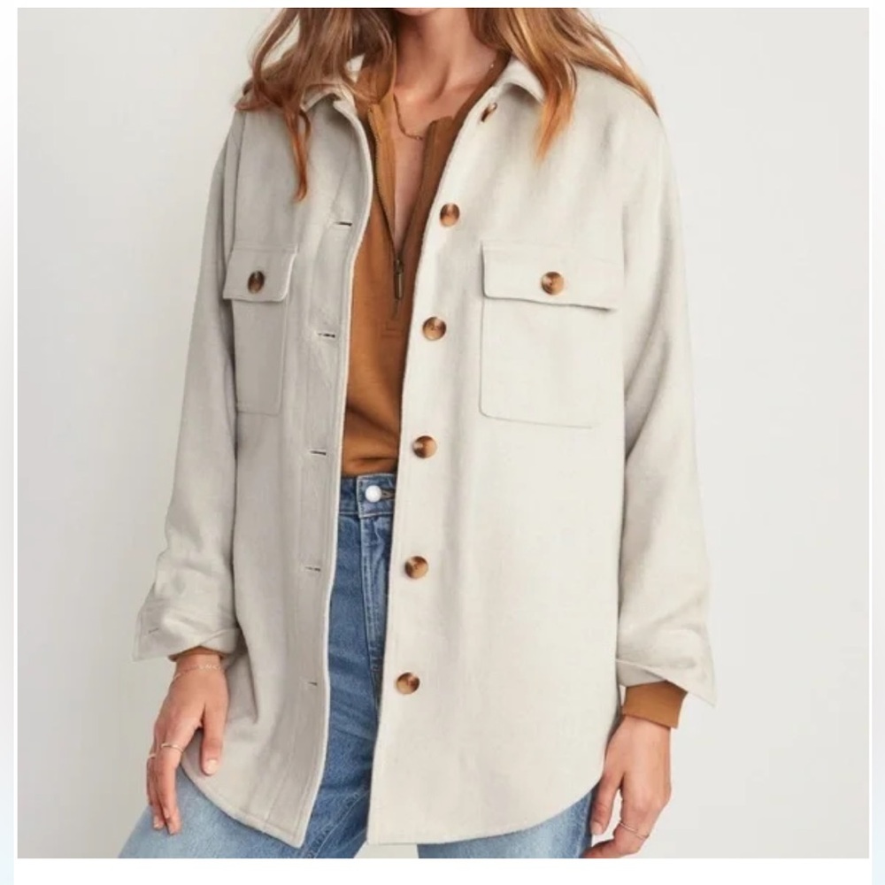 Old Navy Soft-Brushed Utility Shacket for Women Oatmeal